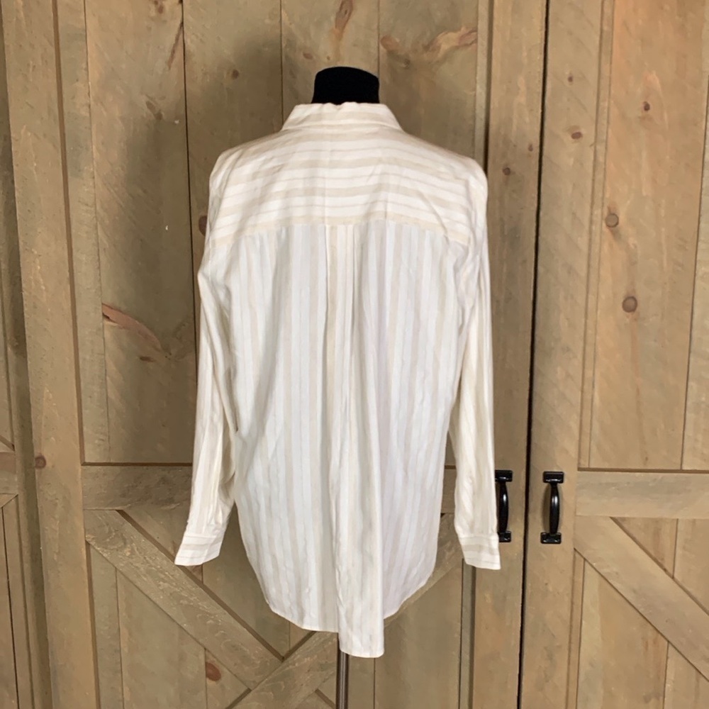 Alex Marie Pippa blouse Size Large Off white with light brown stripes - Picture 5 of 12